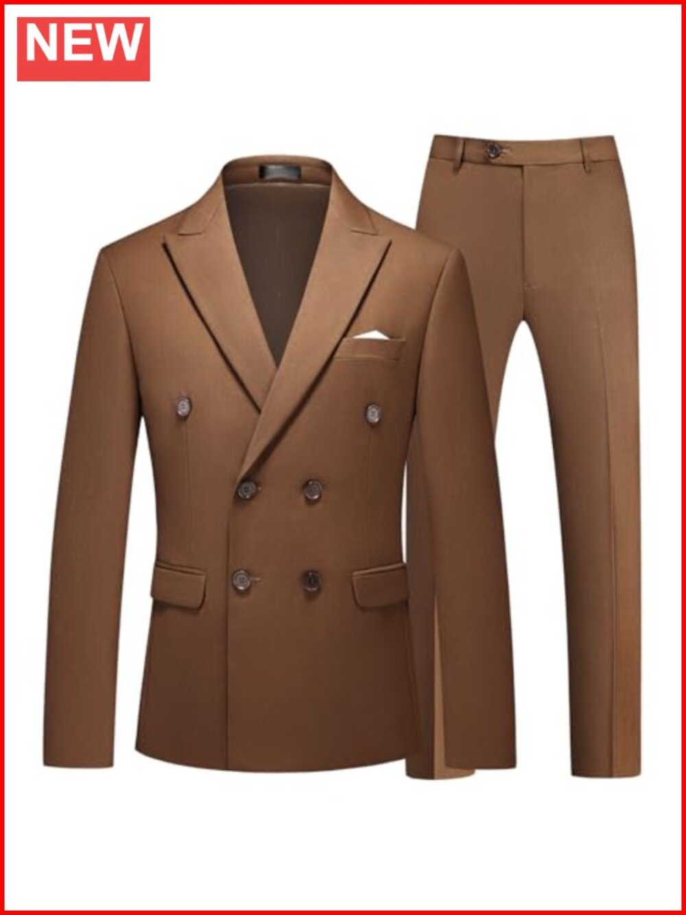 Mens 2 Piece Double Breasted Tuxedo Suit Slim Fit Peak Lapel